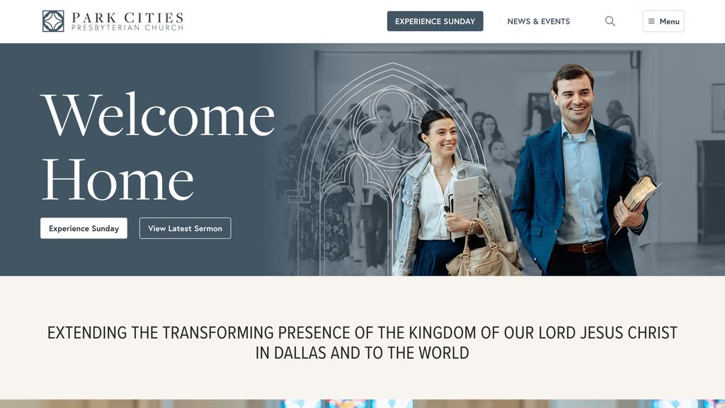Park Cities Presbyterian Church homepage, built by Mission Lab