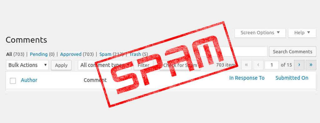 Screenshot of Comment admin with a SPAM stamp on it