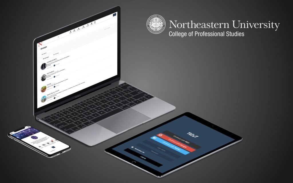multiple devices showing Northeastern University's website