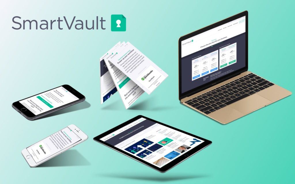 multiple devices showing SmartVault's website